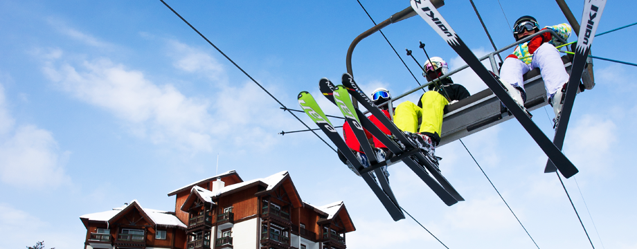 Skiers skiing in Yongpyong