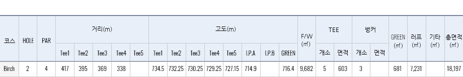 버치힐 h2 재원표