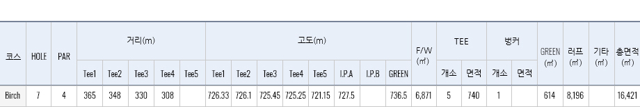 버치힐 h7 재원표