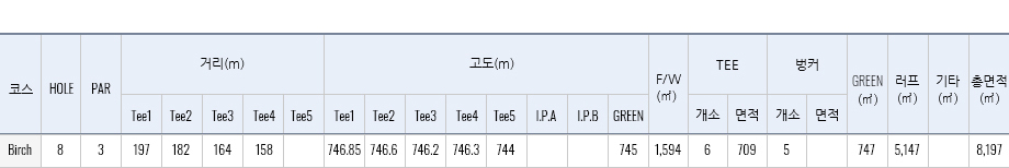 버치힐 h8 재원표