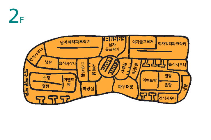 지상2층 락카 및 사우나 존 안내도