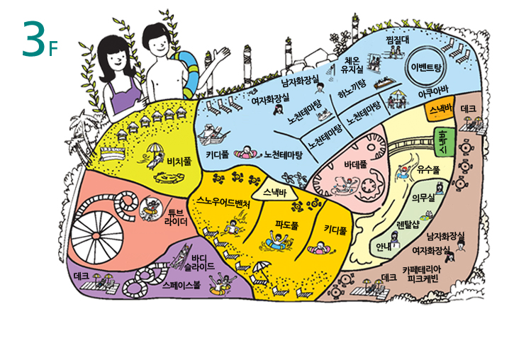 지상3층 물놀이 존 안내도