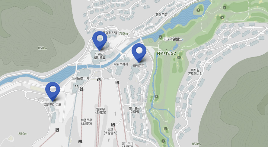 드래곤밸리호텔/타워콘도/그린피아 지도 이미지
