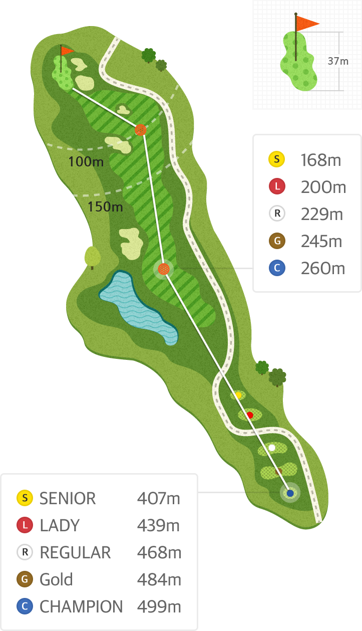 버치 Hole1 홀까지의 거리 정보 지도