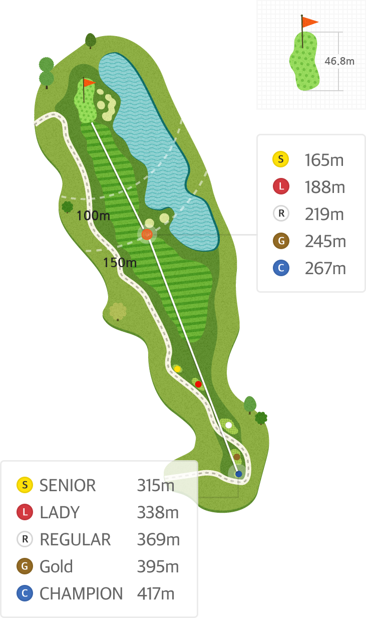 버치 Hole2 홀까지의 거리 정보 지도