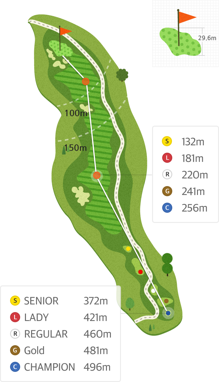 버치 Hole9 홀까지의 거리 정보 지도