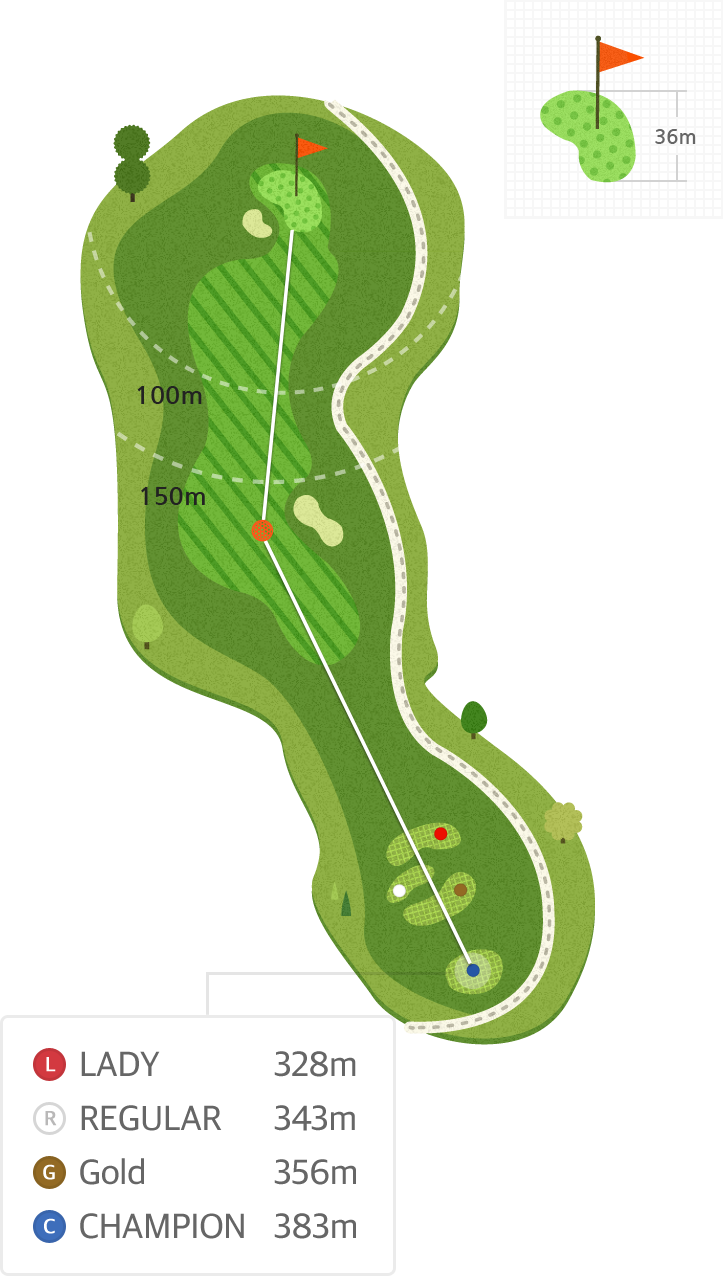 산마루 Hole1 홀까지의 거리 정보 지도