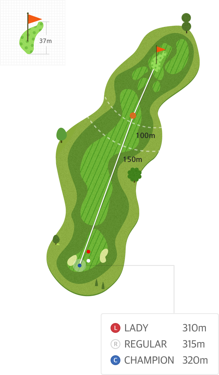 용평9 Hole5 홀까지의 거리 정보 지도