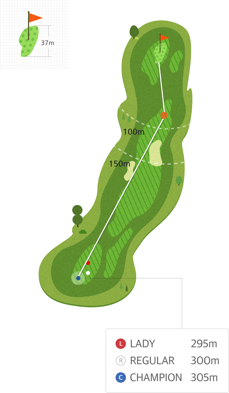 용평9 Hole6 홀까지의 거리 정보 지도