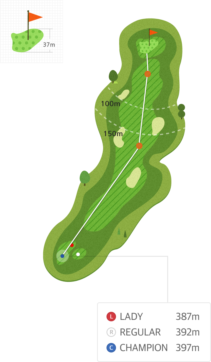 용평9 Hole7 홀까지의 거리 정보 지도
