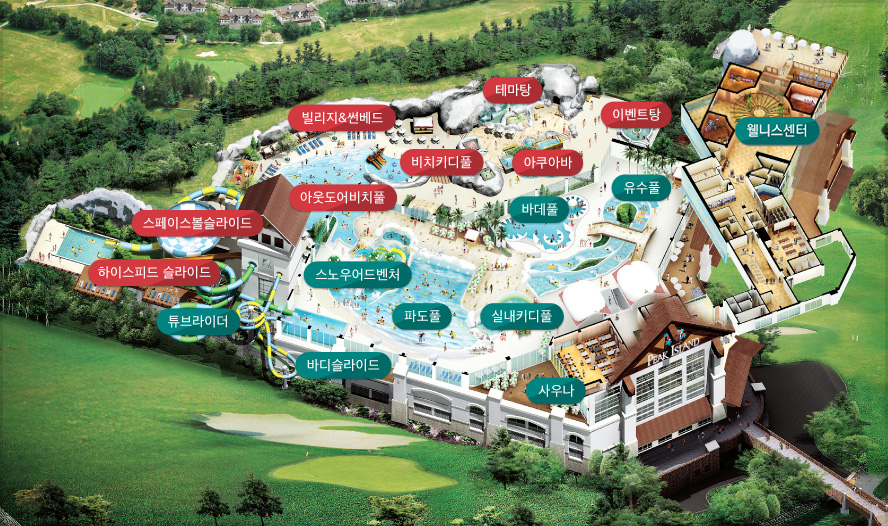 용평워터파크 전체 지도